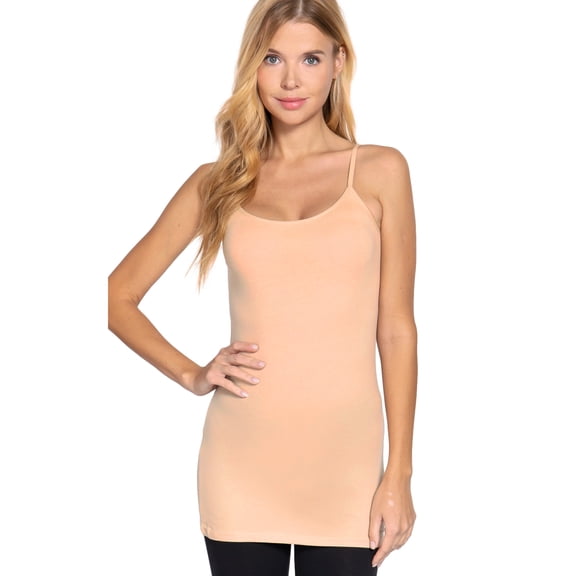PacificPlex Womens Stretch Cotton Camisole Tank Top Junior & JR Plus Size (3X, Peach-Sand)