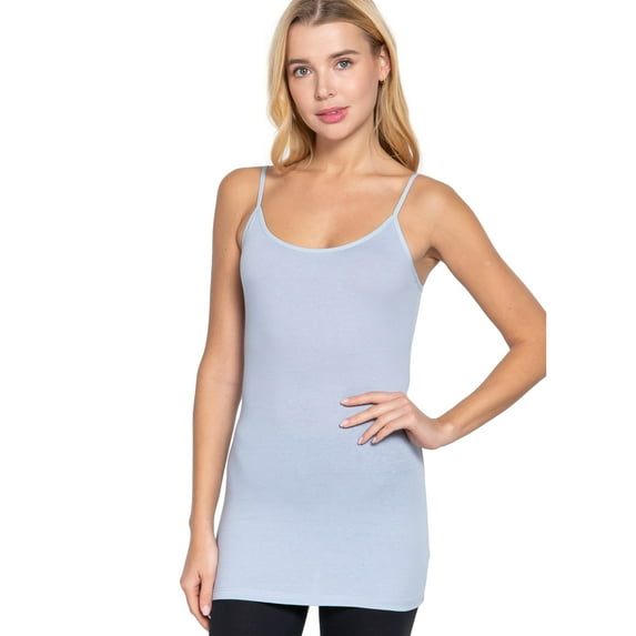 PacificPlex Womens Stretch Cotton Camisole Tank Top Junior & JR Plus Size (3X, Water-Blue)