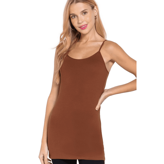 PacificPlex Womens Stretch Cotton Camisole Tank Top Junior & JR Plus Size (Large, Brown-Truffle)