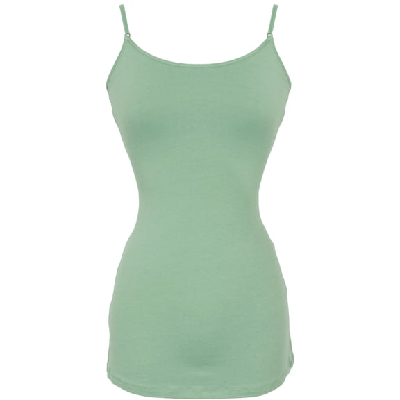 PacificPlex Womens Stretch Cotton Camisole Tank Top Junior & JR Plus Size (Large, Leaf-Mint)