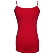 PacificPlex Womens Stretch Cotton Camisole Tank Top, Red, Small