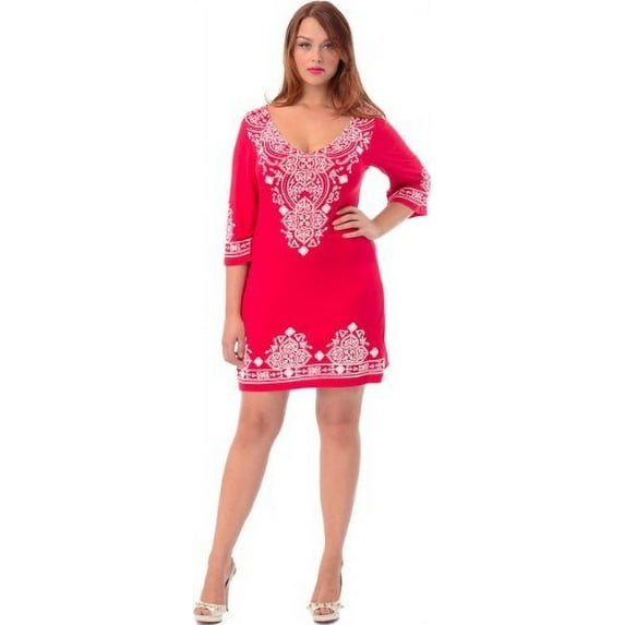 PacificPlex Womens Tribal Bell-Sleeve Dress