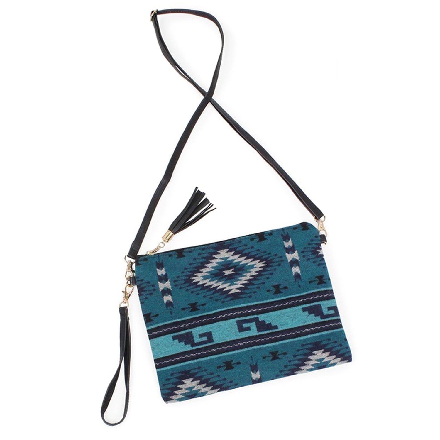 PacificPlex Womens Western Native American Saddle Blanket Crossbody Clutch Bag Purse, Teal