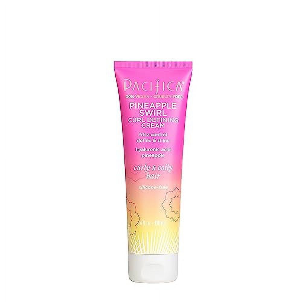Pacifica Beauty, Pineapple Curls Curl Defining Cream, For Curly, Coily and Textured Hair Types, Fresh Pineapple Scent, With Hyaluronic Acid + Coconut Oil, Silicone Free, 100% Vegan and Cruelty Free