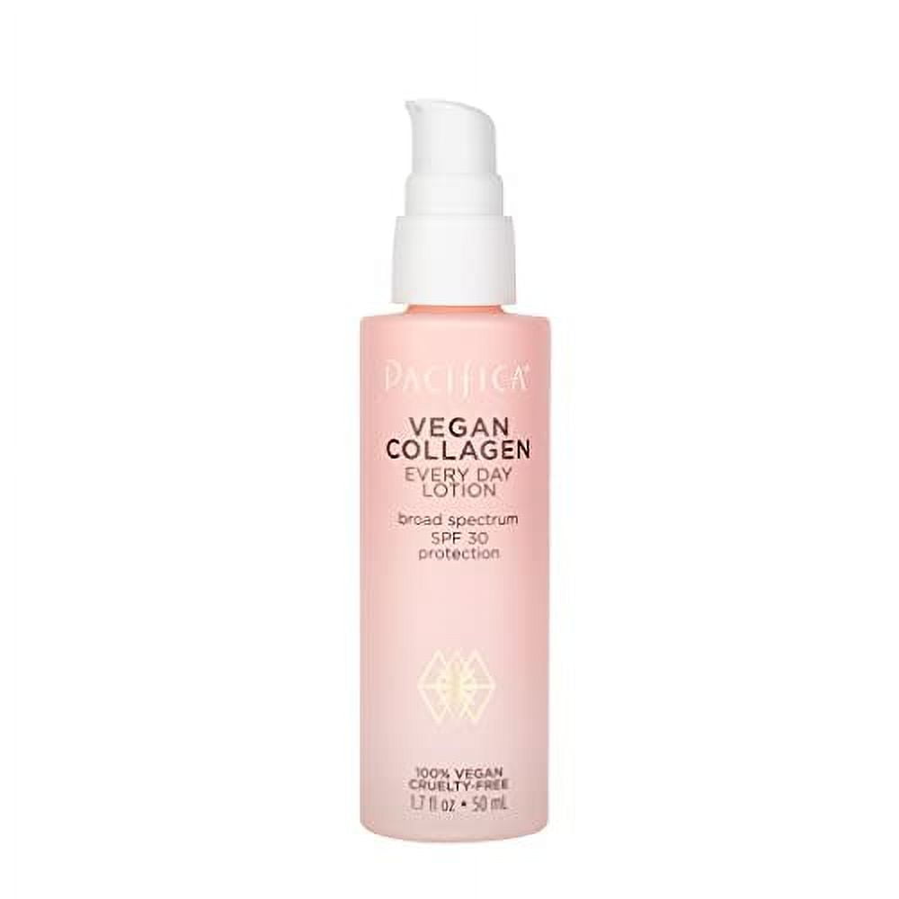 Pacifica Beauty Vegan Collagen SPF 30 Broad Spectrum Sunscreen Every Day Face Lotion, UVA/UVB Protection for All Skin Types, Lightweight Formula, Moisturizing+Hydrating, Cruelty Free, White, 1.7 Fl Oz