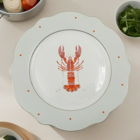 Pacifica Home 4pcs Coastal 8 Inch 10.5 Inch Scalloped Salad Plates, Dinner Plates, Appetizer Plates for Salad, Fruit - Dishwasher Safe, Set of 4