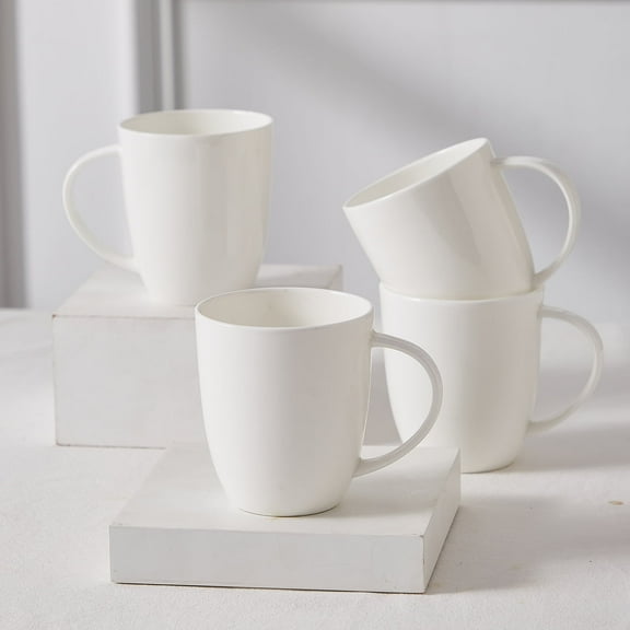 Pacifica Home Billy Coupe Shape Bone China Modern White Porcelain Dinnerware Set, Service for 4, Chip & Scratch Resistant, Dishwasher & Microwave Safe