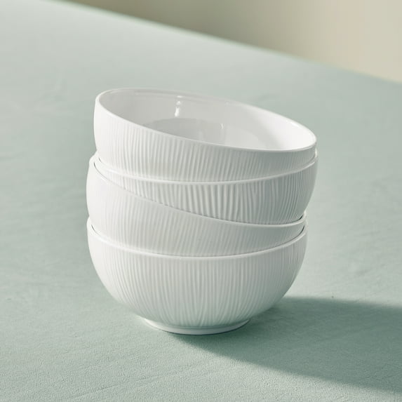 Pacifica Home Bone China Modern White Porcelain Dinnerware Set, Service for 4, Chip & Scratch Resistant, Dishwasher & Microwave Safe