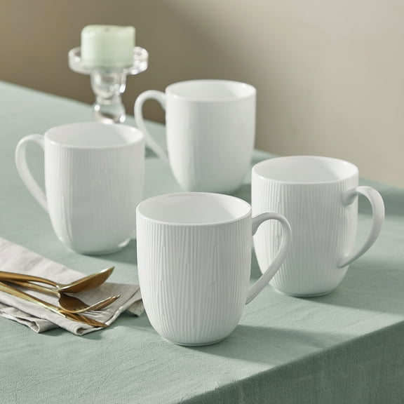 Pacifica Home Bone China Modern White Porcelain Dinnerware Set, Service for 4, Chip & Scratch Resistant, Dishwasher & Microwave Safe