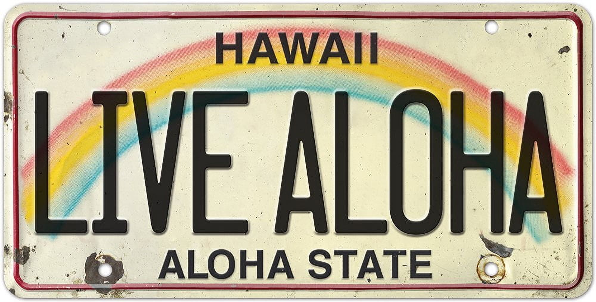 Pacifica Island Art Vintage Hawaiian Embossed License Plate Wall Decal & Sticker