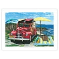 thumbnail image 1 of Pacifica Palisades Picnic - Retro Woodie Car with Surfboards - Sunset Beach - From an Original Color Painting by Scott Westmoreland - Bamboo Fine Art 290gsm Paper (Unframed) 12x16in, 1 of 4
