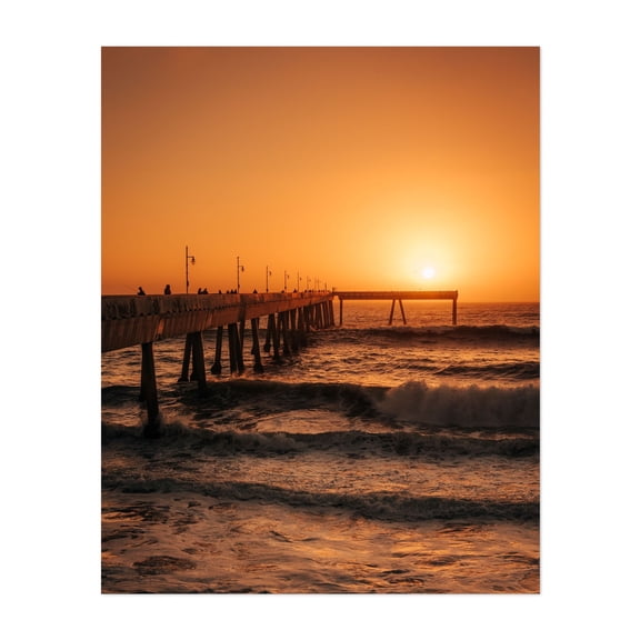 Pacifica Pier Sunset - Pacifica California Photography Sunset Ocean Coast Waves Beach Landscape Unframed Wall Art Print 6 x 8 inches