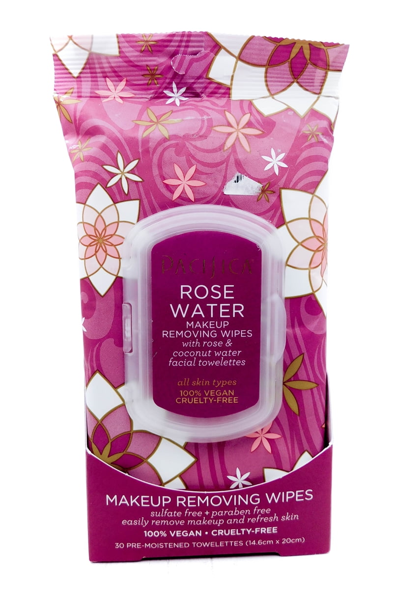 Pacifica ROSE WATER Makeup Removing Wipes, Rose and Coconut Water