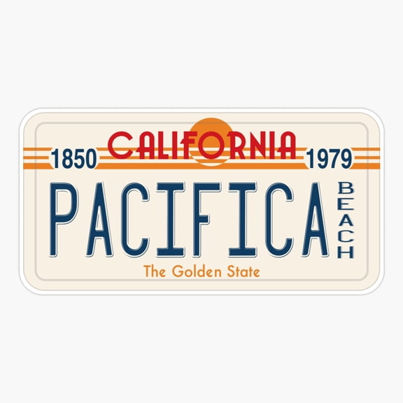 Pacifica State Beach California Plate Style Sticker