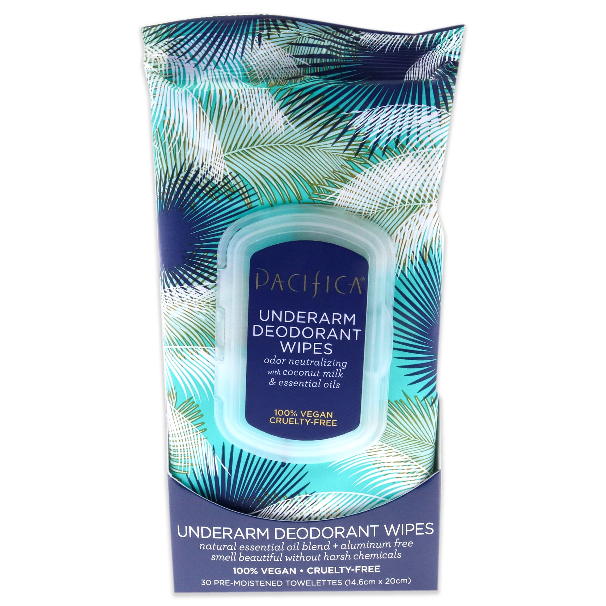 Pacifica Underarm Deodorant Wipes Coconut Milk and Essencial Oil, 30