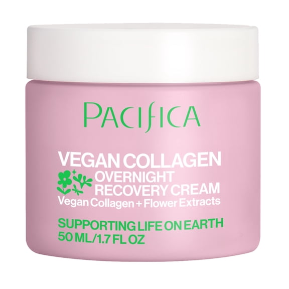 Pacifica Vegan Collagen Overnight Recovery Cream Nourishing Facial Moisturizer for All and Aging Skin, 1.7 fl oz