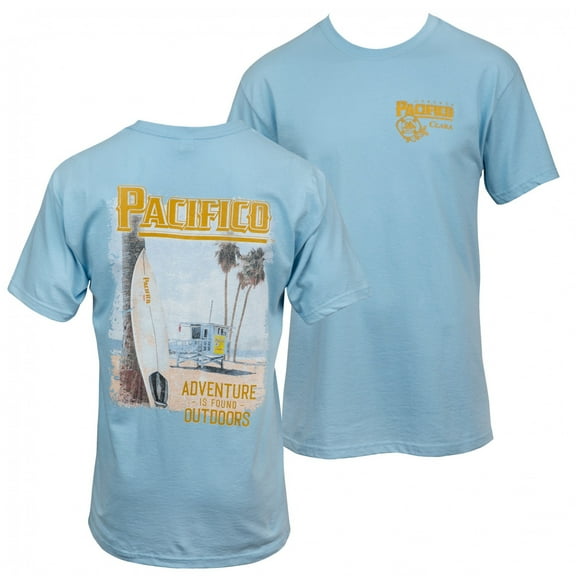 Pacifico Adventure Is Out There Beach Front and Back Print T-Shirt-Large