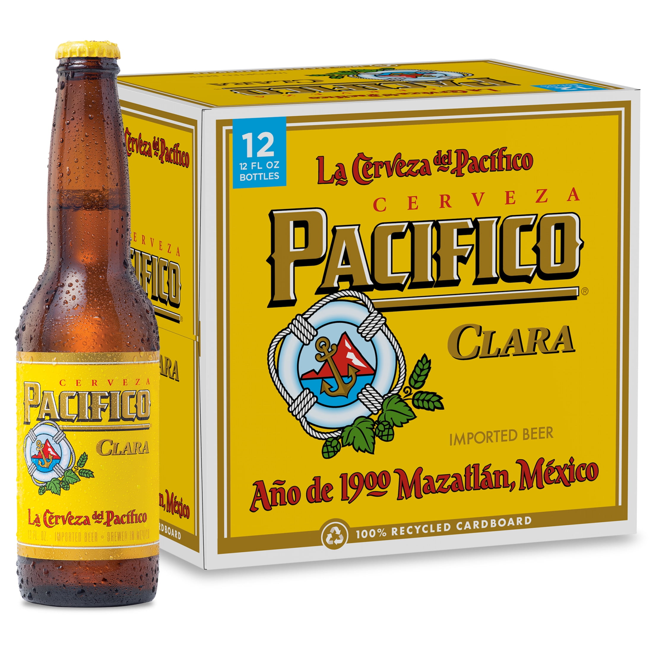 Pacifico Clara Mexican Lager Import Beer, 12 Pack 12 fl. oz. Bottles, 4.4% ABV