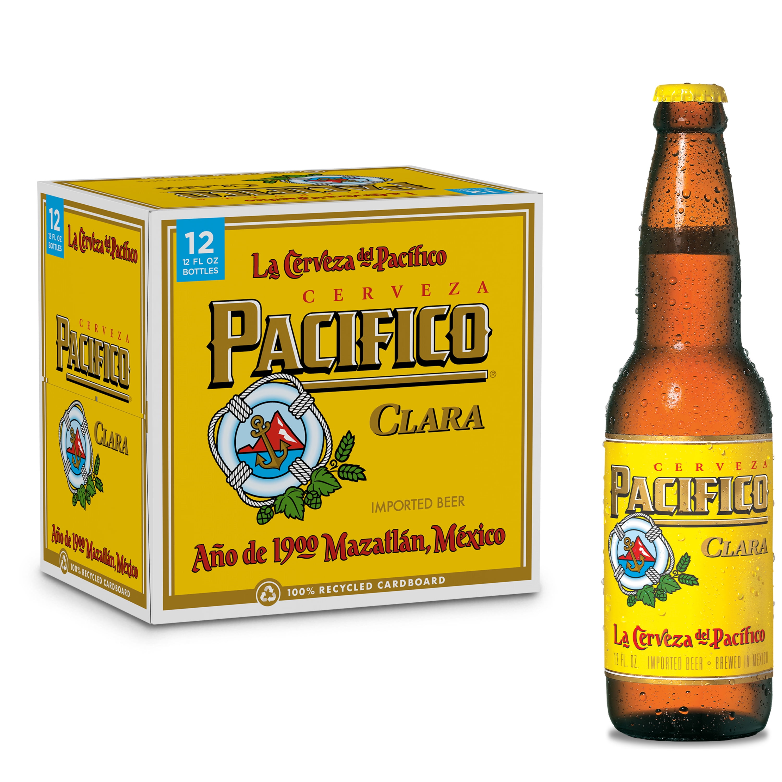 Pacifico Clara Mexican Lager Import Beer, 12 Pack, 12 fl oz Glass Bottles,  4.4% ABV - Walmart.com