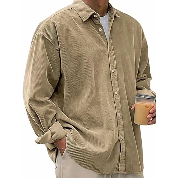 Pacificozy Men's Shirts, Comfortable & Soft Mens Stylish Corduroy Urban Casual Daily Long-Sleeved Shirt