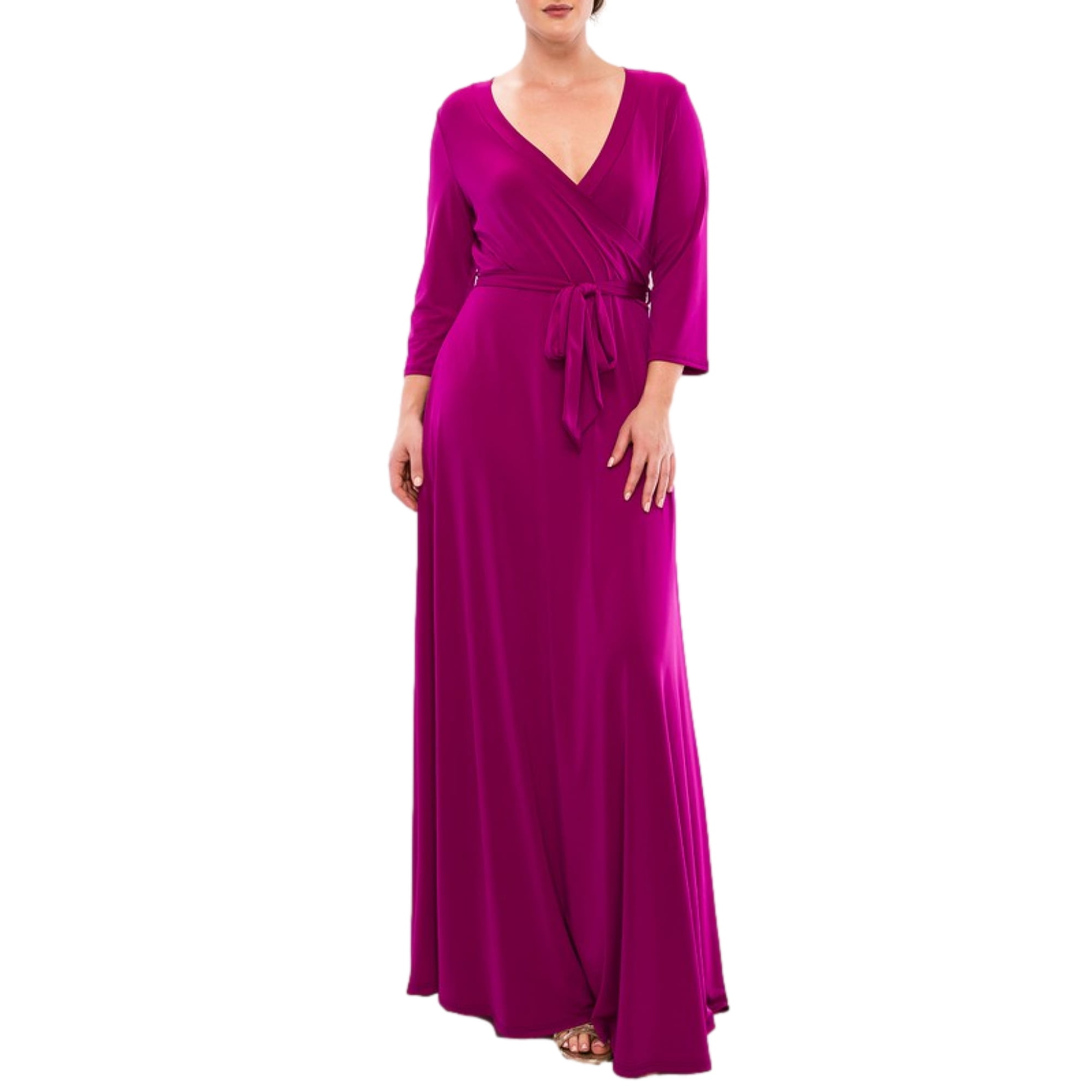Pacificplex Women's Long Sleeve Wrap Solid Maxi Dress, Medium, Magenta - Walmart.com Pacificplex Women's Long Sleeve Wrap Solid Maxi Dress, Medium, Magenta - Walmart.com