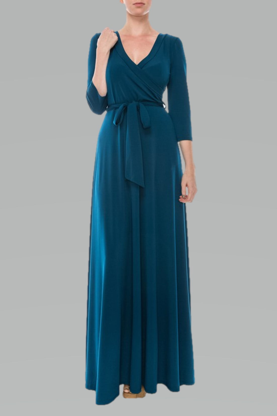 Pacificplex Womens Long Sleeve Wrap Solid Maxi Dress (Small, Deep-Jade), Small, Deep-Jade Pacificplex Womens Long Sleeve Wrap Solid Maxi Dress (Small, Deep-Jade), Small, Deep-Jade
