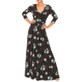 thumbnail image 1 of Pacificplex Womens Wrap Floral Maxi Dress Black Taupe (2X, Black-Taupe), 2X, Black-Taupe, 1 of 4