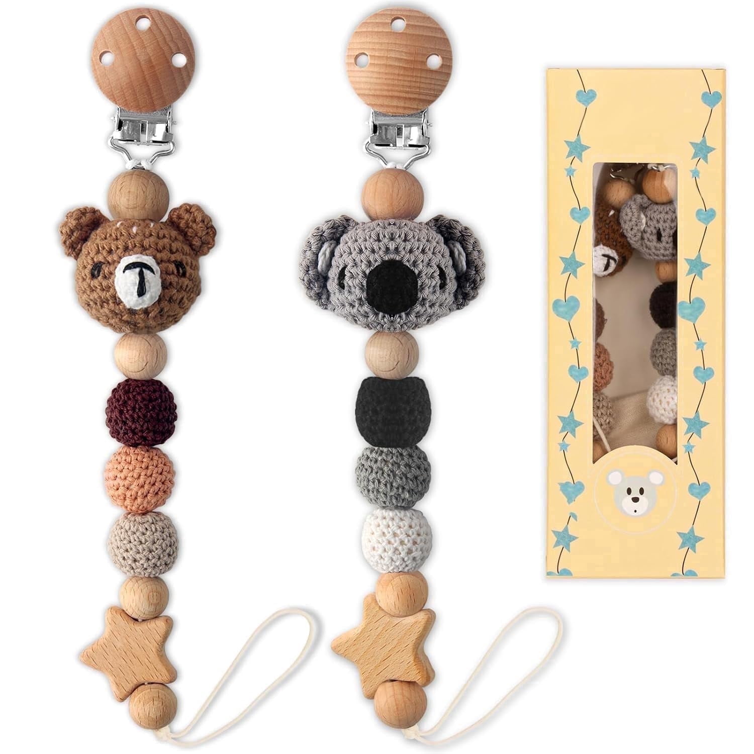 LSTRAGY, Pacifier Clip, 2 Piece, Unisex Pet Theme Baby Accessories ...