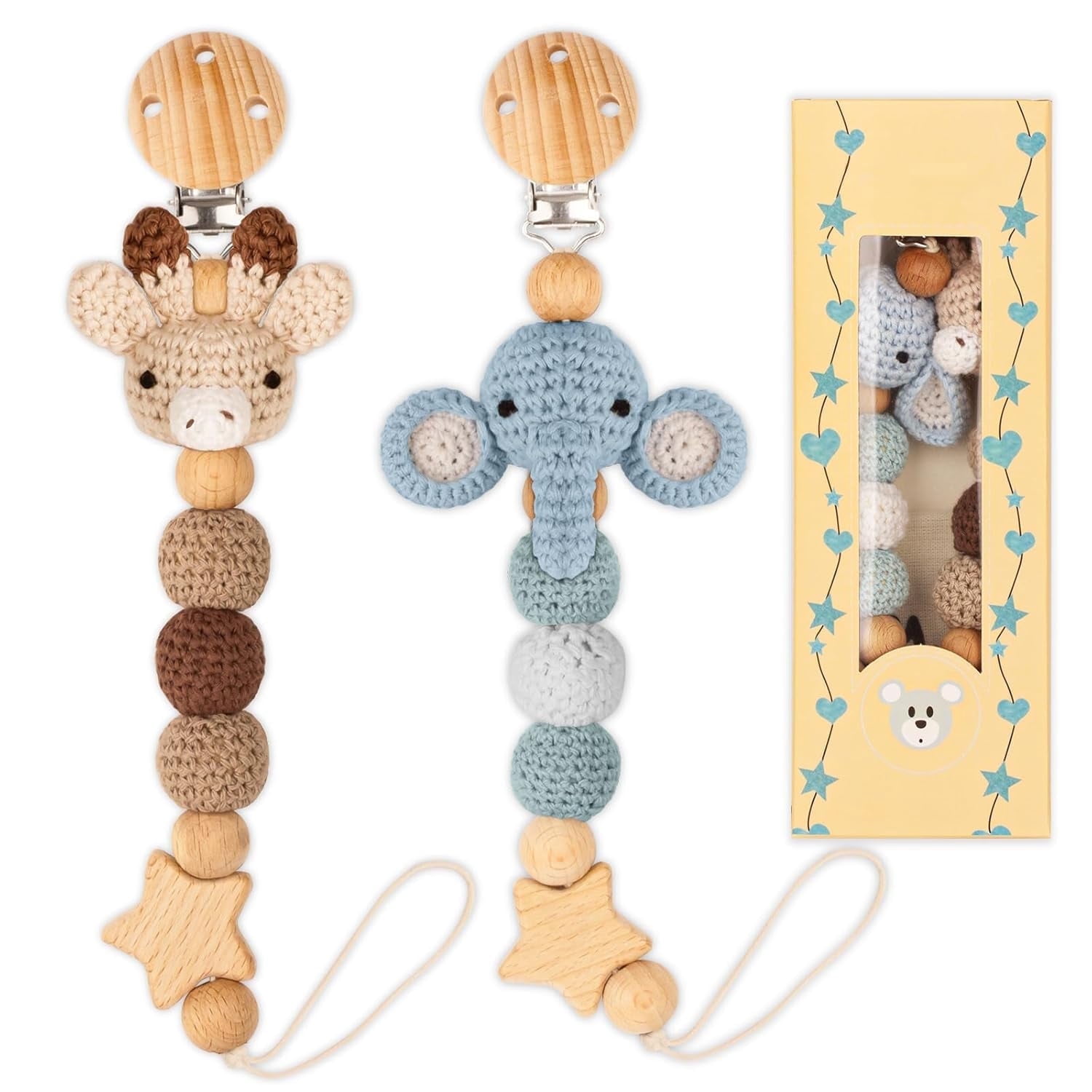 Pacifier Clip, Cute Animal Pacifier Holder Clip for Boys and Girls ...