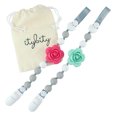 thumbnail image 1 of Pacifier Clip Girl, BPA Free Silicone Teether, Set of 2 (Soft Gray/Coral/Mint/White), 1 of 3