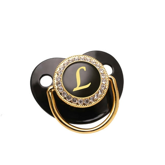 Pacifier Clips Baby Girl, 26 Letter Rhinestone Baby Pacifier with Name Initial Letter, Curved Bling Pacifier for Girl, Newborn Baby Girl Pacifiers Clips, Baby Shower Birthday Gifts