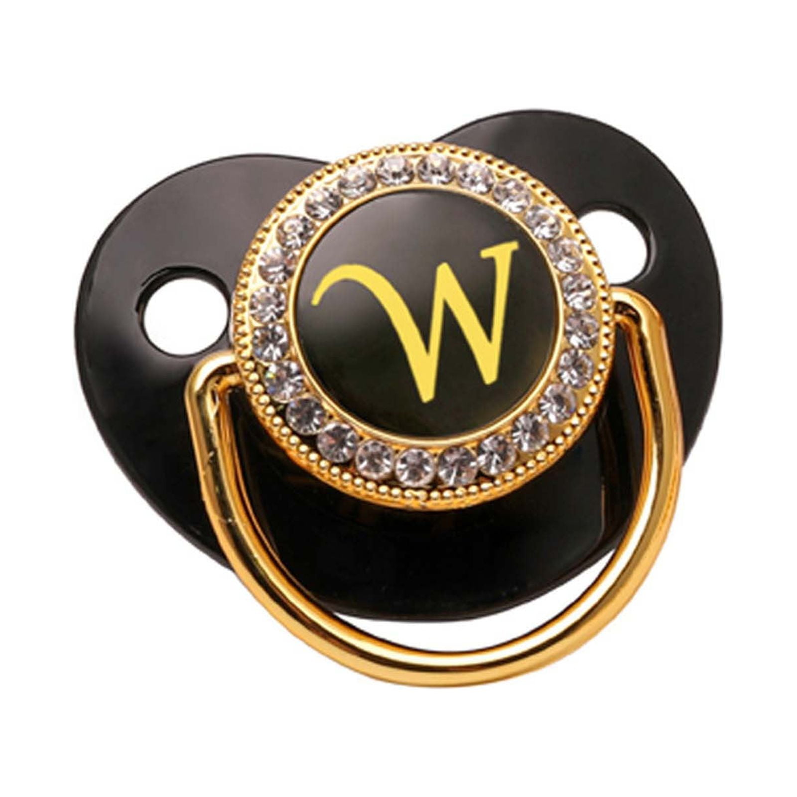 Pacifier Clips Baby Girl, 26 Letter Rhinestone Baby Pacifier with Name