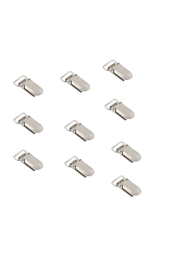 Pacifier Clips Duckbill Clips, 10 Pcs Metal Durable Suspender Clips for Suspender Pants, 0.78 inch Heavy Duty Alloy Fasteners for Bib Clips, Toy and Holder Craft with Plastic Inserts,sliver