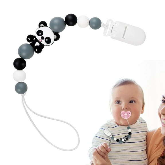 Pacifier Clips Silicone Cute Animal Panda Dinosaur Pacifier Holder Strap for Newborns Baby Teethers