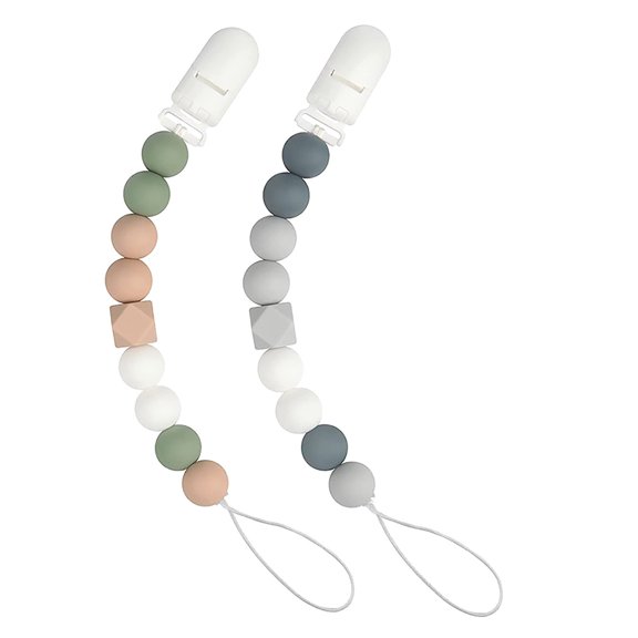 Pacifier Clips Silicone, DELESYS 2-Pack Pacifier Holder Clip with Stylish Round Design, 100% Food Grade Silicone, Safe Essentials for Newborns Baby Boys and Girls
