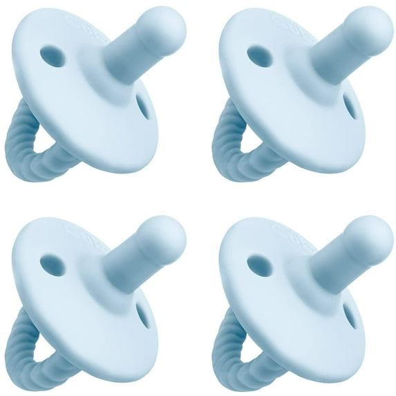 Comfy Cubs Pacifier Soother 4 Pack - 100% Food Grade Silicone, Certified BPA-Free (Stage 2, Sky Blue)