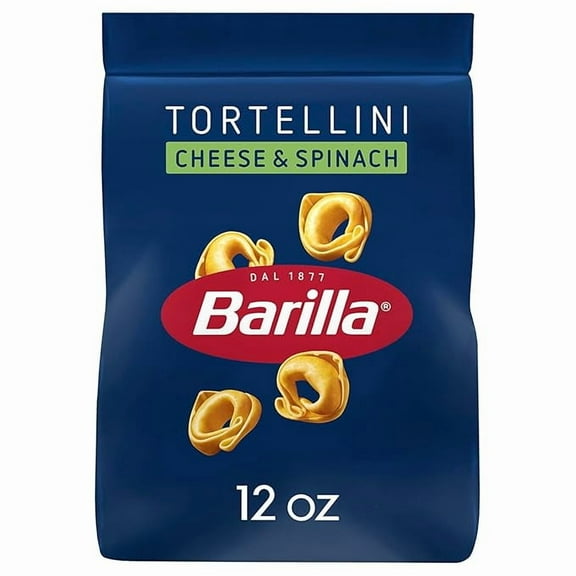 Pack of 1 BARILLA Cheese & Spinach Tortellini Pasta, 12 oz. Bag - 6 Servings Per Bag - Pantry Friendly Dried Tortellini - Made with Non-GMO Ingredients
