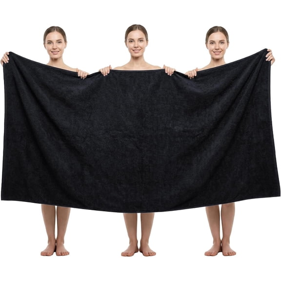 Pack of 1  Bath Sheet, 40 x 80 Inches Microfiber  Bath Towel for Bathroom,  & Lightweight, Quick-Dry, Super Soft & Highly Absorbent,  to Wrap Yourself In, Black