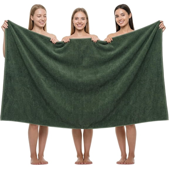 Pack of 1 Bath Sheet, 40 x 80 Inches Microfiber Bath Towel for Bathroom, & Lightweight, Quick-Dry, Super Soft & Highly Absorbent, to Wrap Yourself In, Olive