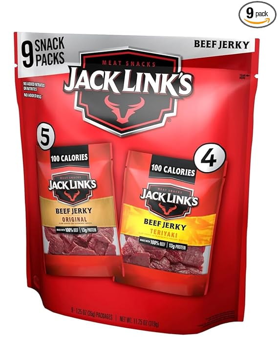 Beef Jerky Variety Pack - Includes Original and Teriyaki Jerky, Bulk Protein Snack Pack, Good Source of Protein, Meat Snacks Made with 100% Beef, Individual Bags - 1.25 Oz ()