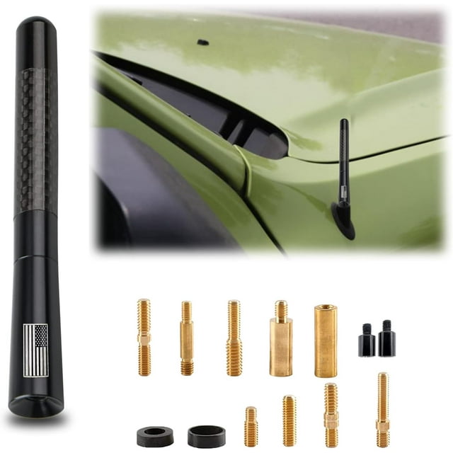 Pack1 Carbon Fiber Car Antenna, American Flag Car Antenna, 4.72 Inches Car AM/FM AntiTheft