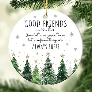 Pack 1 Friendship Double Sided Ceramic Ornament 2026, Thank You Gift for Friend, Long Distance Holiday Tree Decor