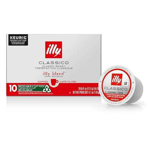 Pack of 1 Illy Coffee, Smooth And Balanced, Classico Medium Roast K-Cups, Made With 100% Arabica Beans, All-Natural, No Preservatives, Pods For Keurig Machines, 10 K-Cup Pods (Pack Of 1)