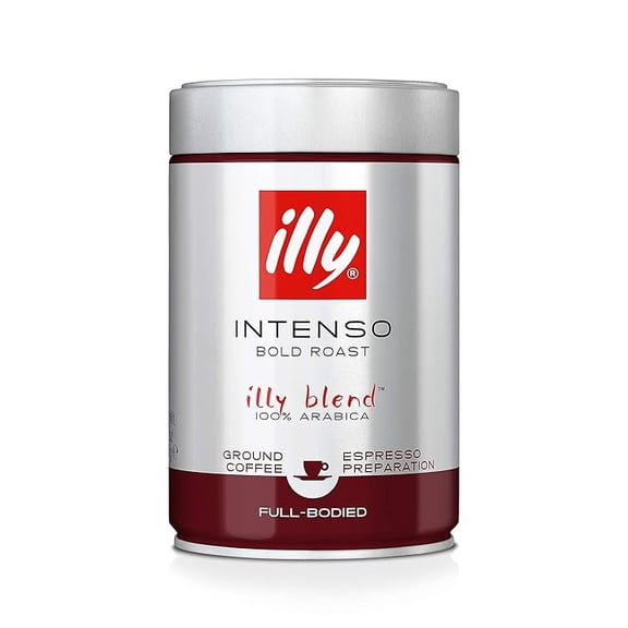 Pack of 1 Illy Intenso Ground Espresso Coffee, Bold Roast, Intense, Robust And Full Flavored With Notes Of Deep Cocoa, 100% Arabica Coffee, No Preservatives, 8.8 Ounce (Pack Of 1)