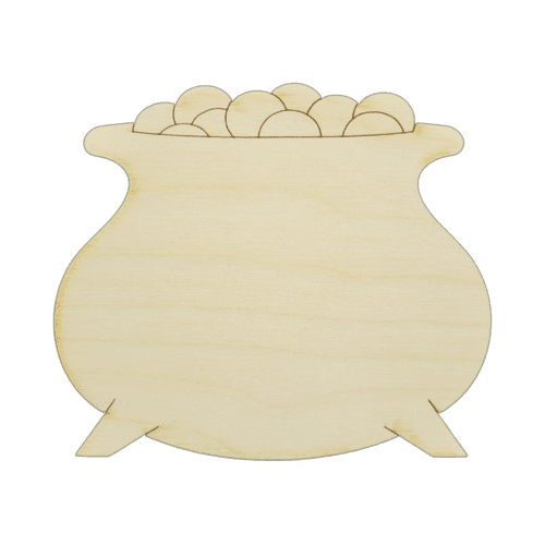 Pack of 1, Jumbo 18" x 17" x 1/8" Baltic Birch Plywood Detailed Pot of Gold Wood Cutout for Wood Craft Project, Children or Adult Art Work, Home Décor and DIY Fun, Made in USA