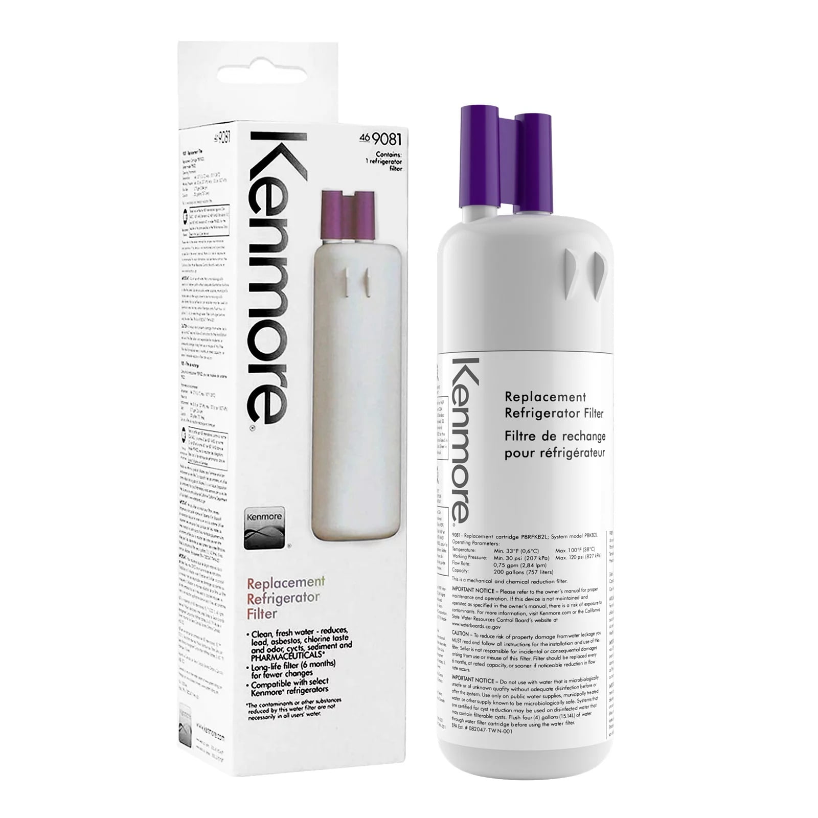 Pack 1 Kenmore 9081 Refrigerator Water Filter