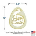 thumbnail image 1 of Pack of 1, Large 8.5" x 12" x 1/4" Baltic Birch Plywood Happy Easter Bunny Wood Cutout for Wood Craft Project, Children or Adult Art Work, Home and Holiday Décor and DIY Fun, Made in USA, 1 of 1