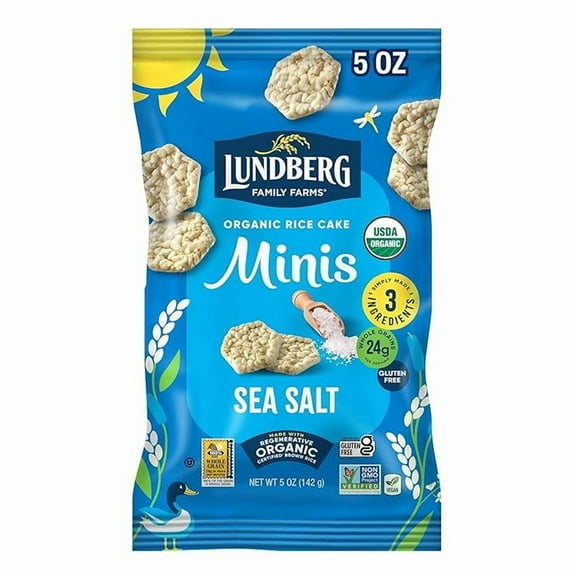 Pack of 1 Lundberg Organic Rice Cake Minis, Original Sea Salt  Mini Rice Cakes, Healthy Snacks for Adults and Kids, Vegan Snacks, Gluten-Free, Healthy Food for Snacking & Dipping, 5 Oz
