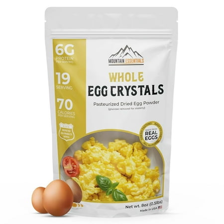 Mountain Essentials Whole Egg Crystals, Pasteurized Dried Egg Powder, 8 Oz, Pack of 1