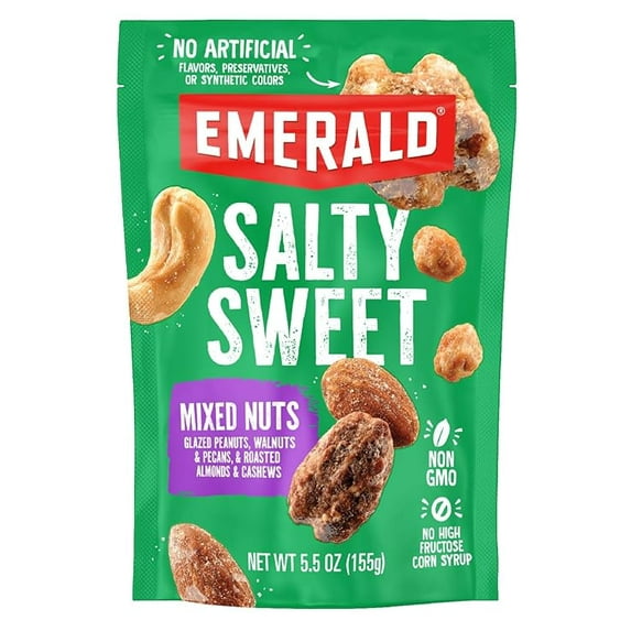 Pack of 1 Nuts Salty Sweet Mixed Nuts (1-Pack), Features Kettle Glazed Peanuts, Almonds, Cashews, Kettle Glazed Walnuts, Kettle Glazed Pecans, 5.5oz Resealable Bag